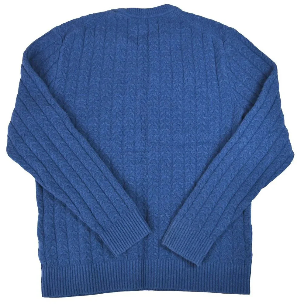 Abercrombie & Fitch || Men's Cable Knit Sweater Lighthouse Blue Size Medium - Picture 2 of 7